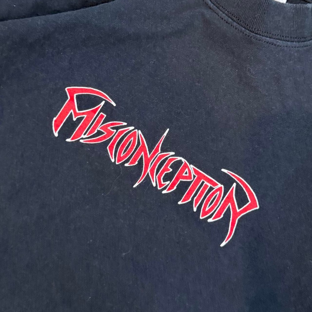 Vintage Misconception Black Tee Men's Size Large Skater Grunge Goth Punk 90s Y2K
